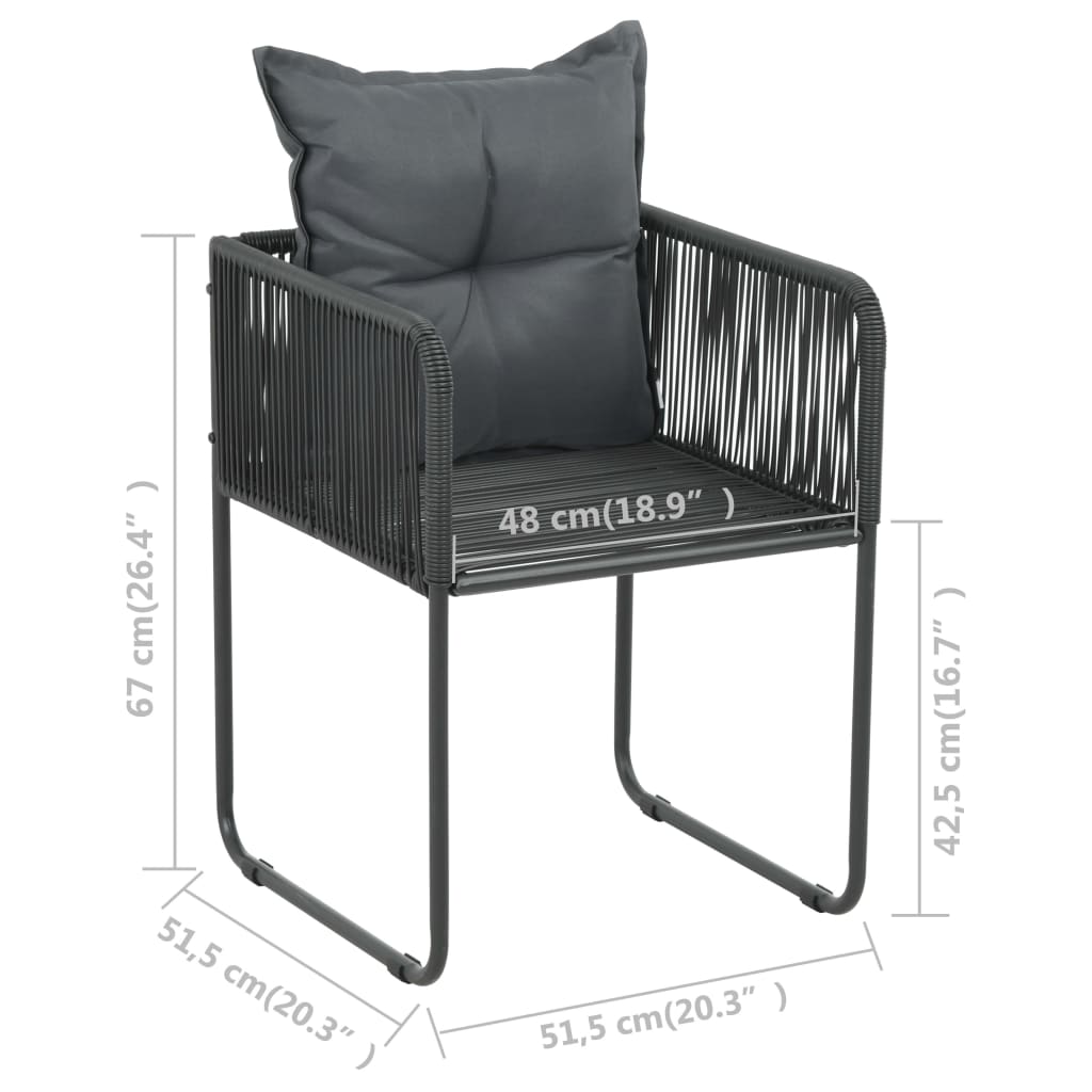 3 Piece Garden Dining Set PVC Rattan Black 3060100