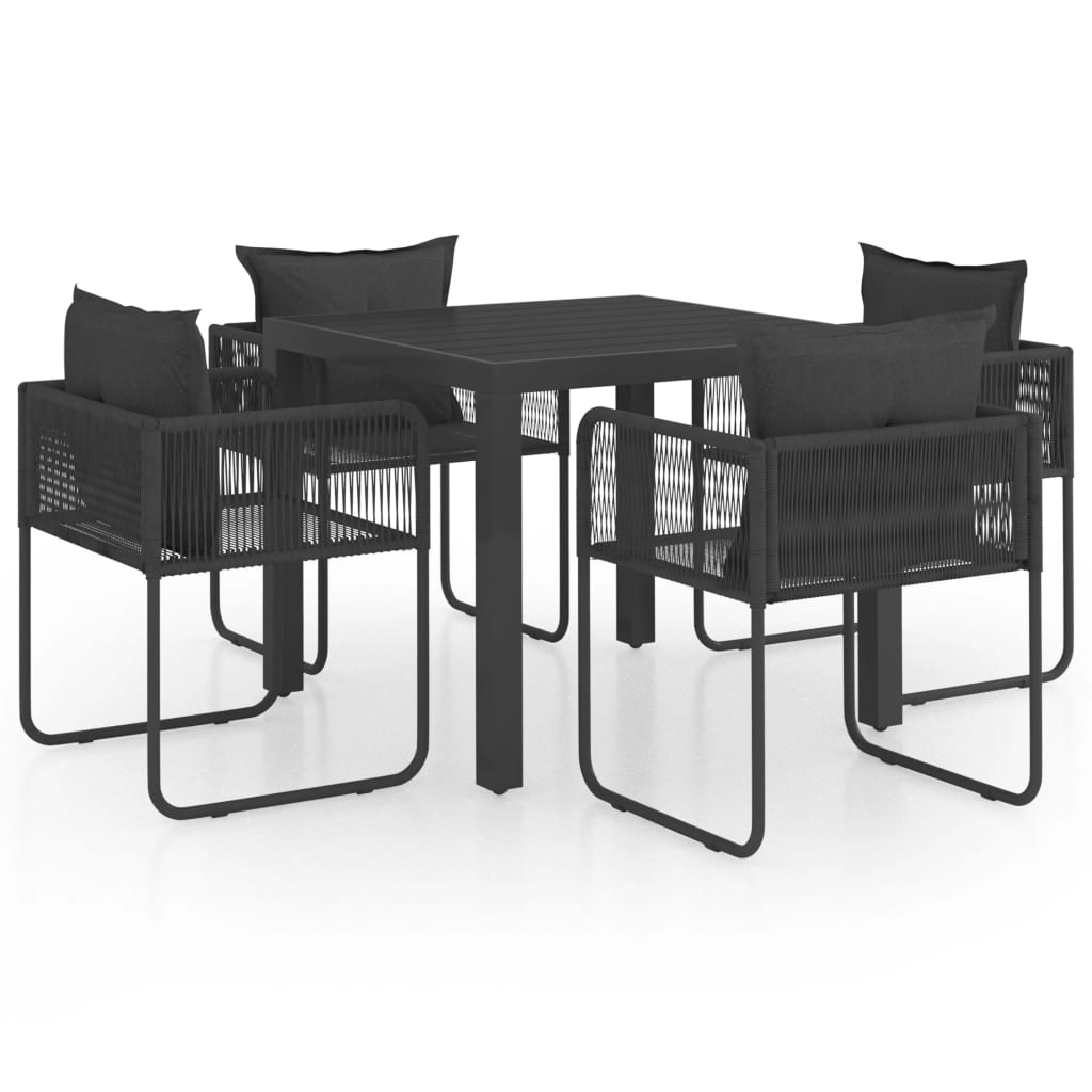 Thumbnail - vidaXL 5-tlg. Garten-Essgruppe PVC Rattan Schwarz
