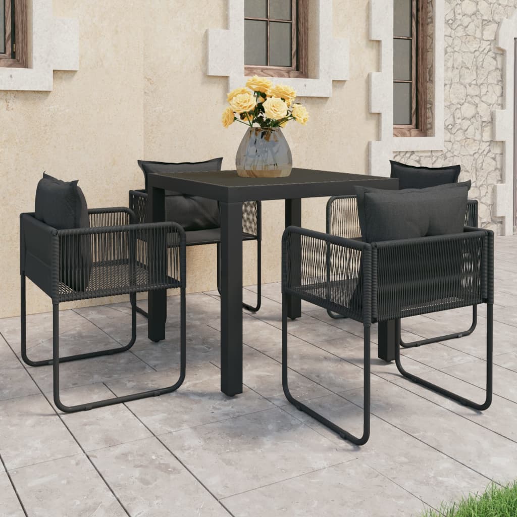 Vidaxl Set Mobilier Masa De Gradina, 5 Piese, Negru, Ratan Pvc