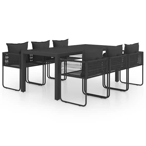 vidaXL 7-osaline aiam&ouml;&ouml;blikomplekt, PVC-rotang, must