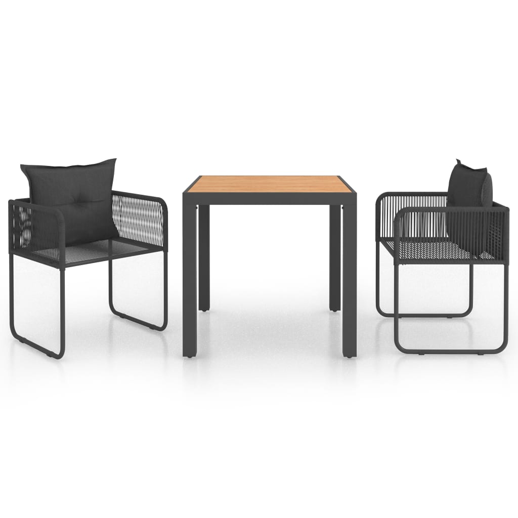 Poza vidaXL Set mobilier masa de gradina, 3 piese, negru si maro, ratan PVC