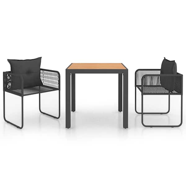 vidaXL 3-osaline aiam&ouml;&ouml;blikomplekt, PVC-rotang, must ja pruun