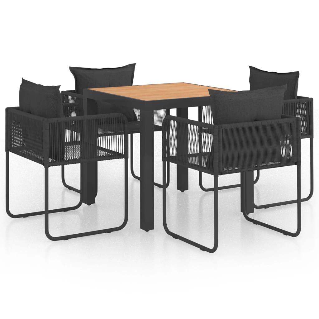 Thumbnail - vidaXL 5-tlg. Garten-Essgruppe PVC Rattan Schwarz und Braun
