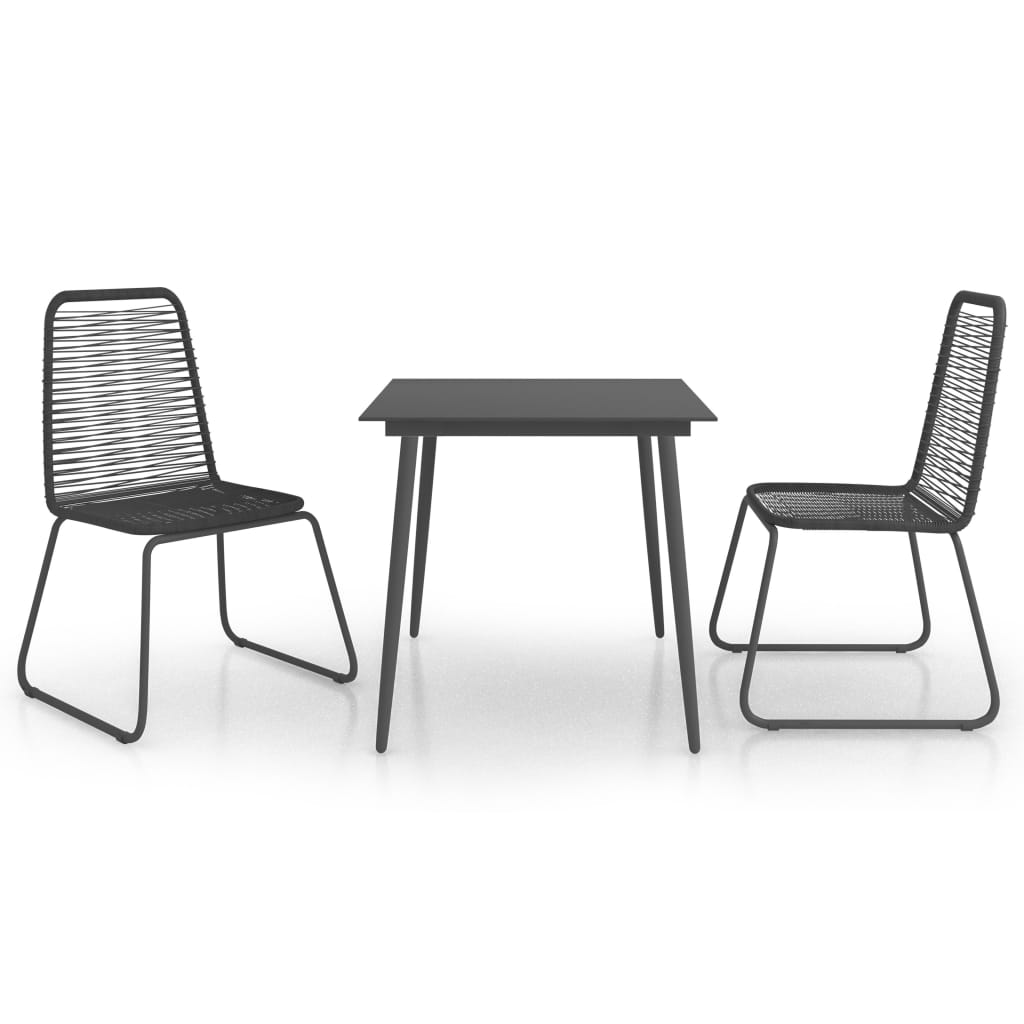 Zestaw mebli ogrodowych: Stół 80x80x74 cm, krzesło 54x59x91 cm (czarne)