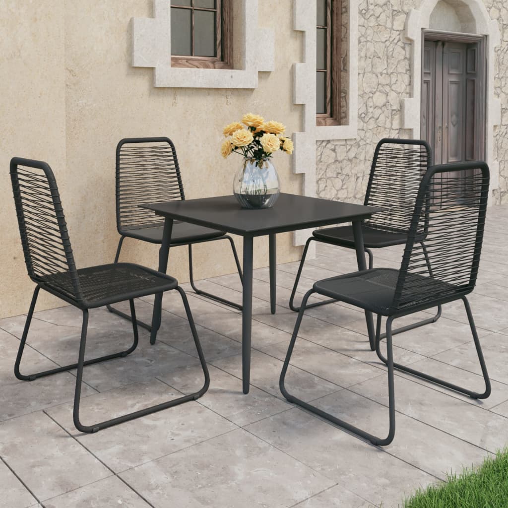 vidaXL Set mobilier de grădină, 5 piese, negru, ratan PVC