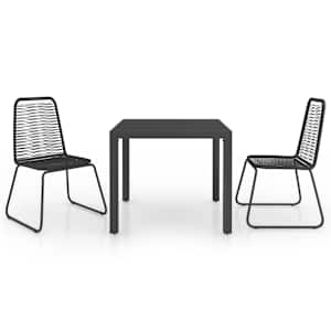 vidaXL 3-osaline aiam&ouml;&ouml;blikomplekt, PVC-rotang, must