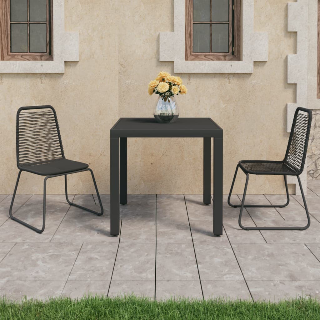 Zestaw mebli ogrodowych - stół 79x79x74 cm, krzesło 54x59x91 cm, czarne