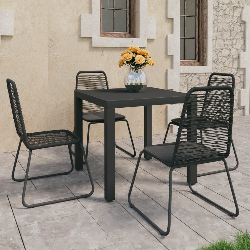 Vidaxl Set Mobilier De Gradina, 5 Piese, Negru, Ratan Pvc