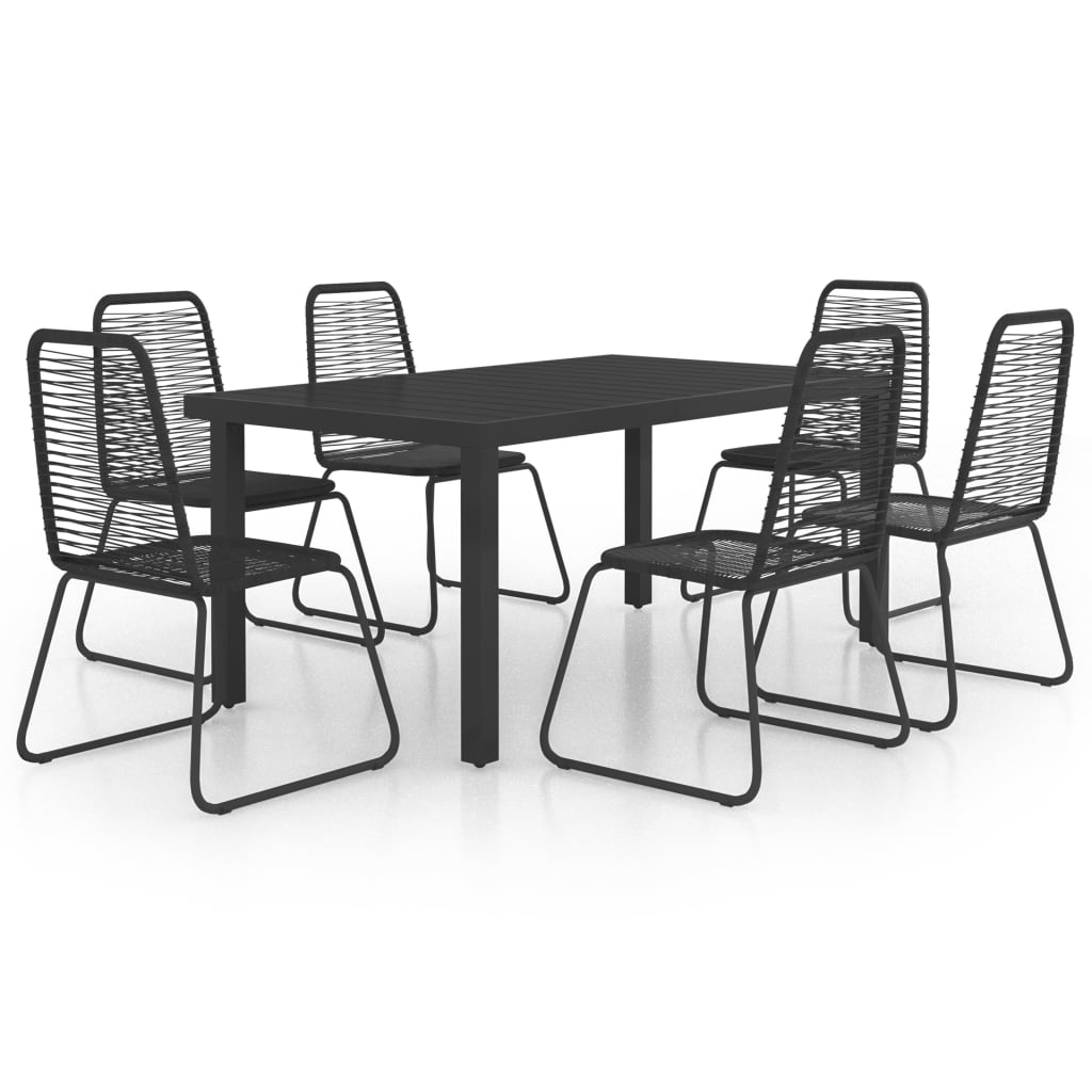 VidaXL Ensemble à Manger De Jardin 7 Pcs PVC Résine Tressée Noir