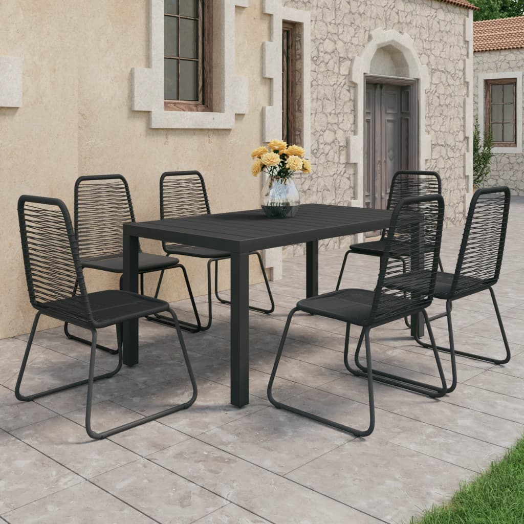 vidaXL Set mobilier de grădină, 7 piese, negru, ratan PVC