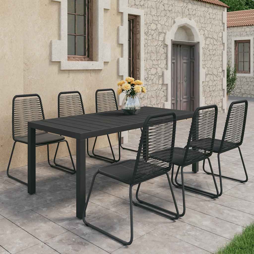 vidaXL Set mobilier de grădină, 7 piese, negru, ratan PVC