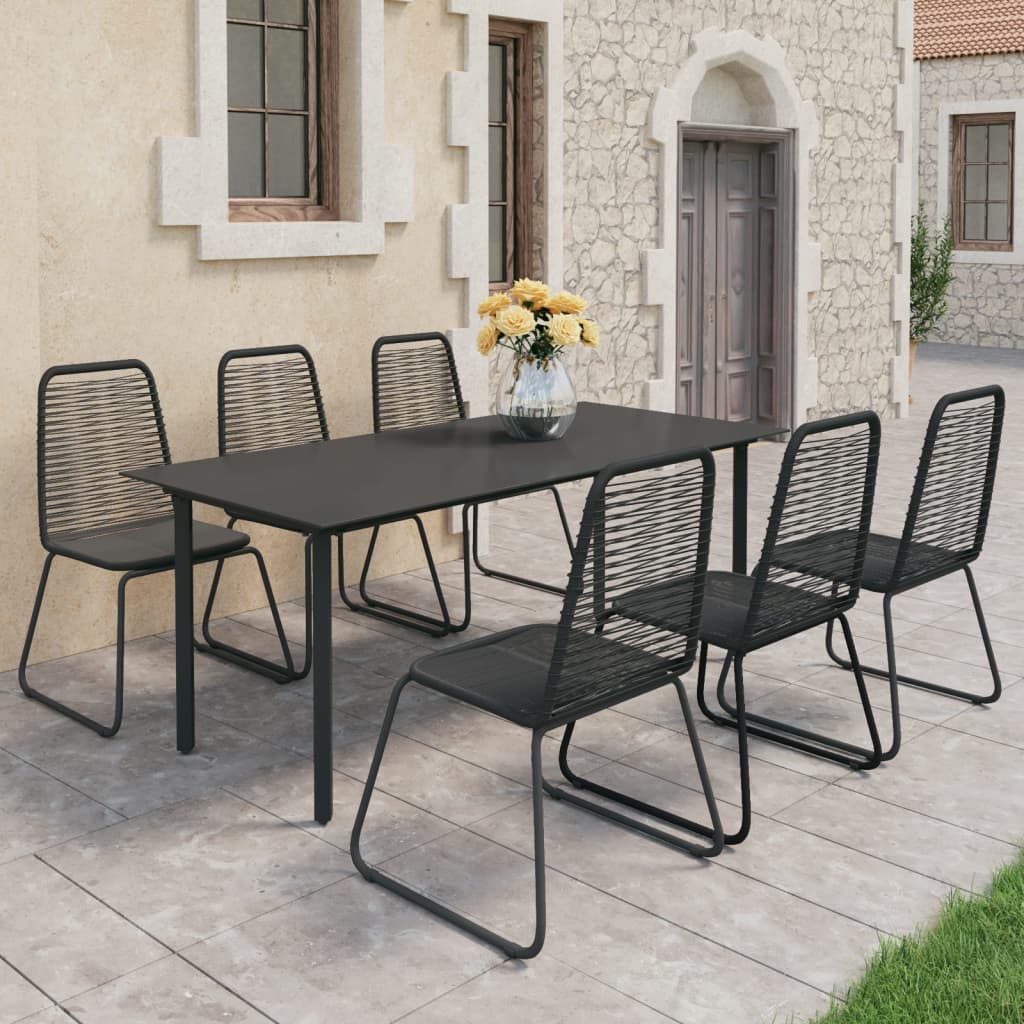 vidaXL Set mobilier de grădină, 7 piese, negru, ratan PVC