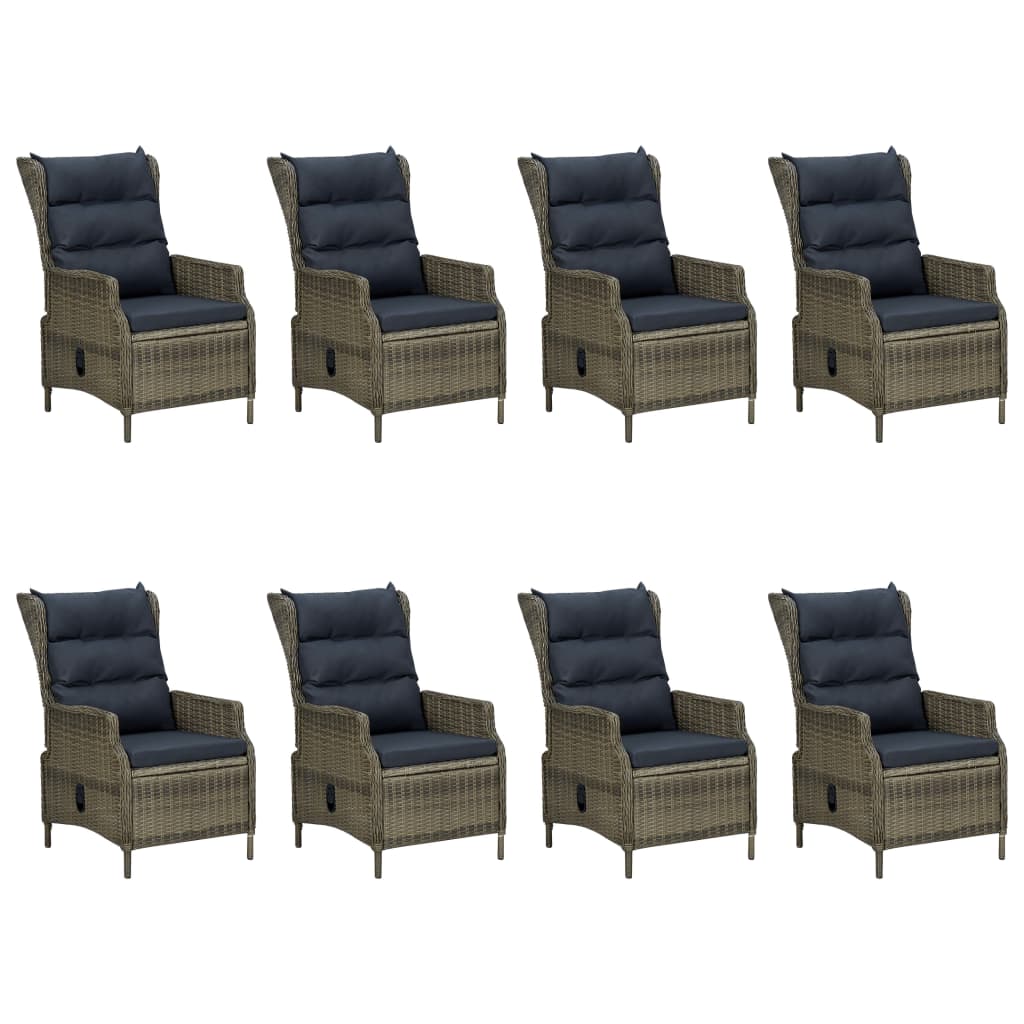 

vidaXL 9-delige Tuinset met kussens poly rattan bruin