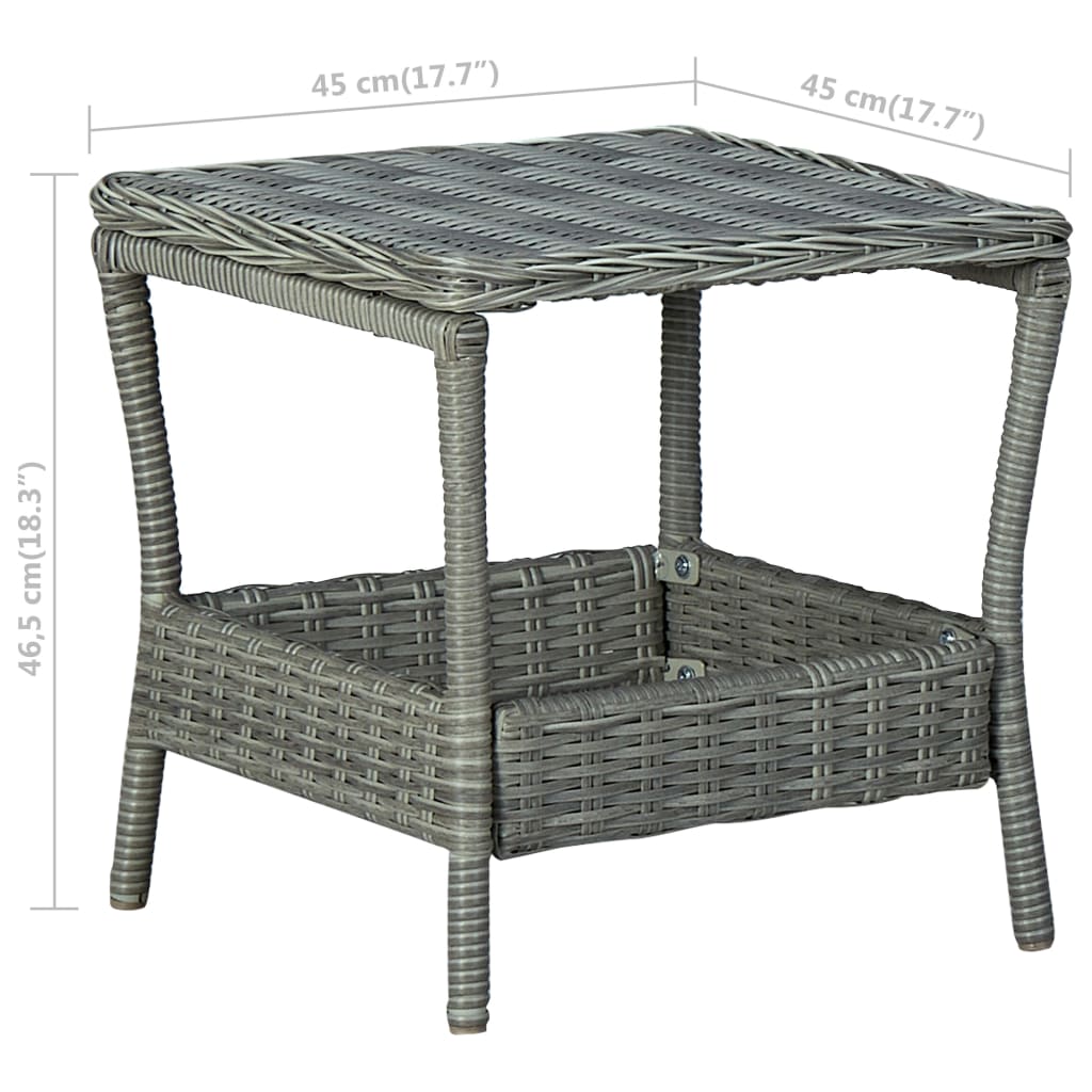 Set mobilier grădină, cu perne, 3 piese, gri deschis, poliratan