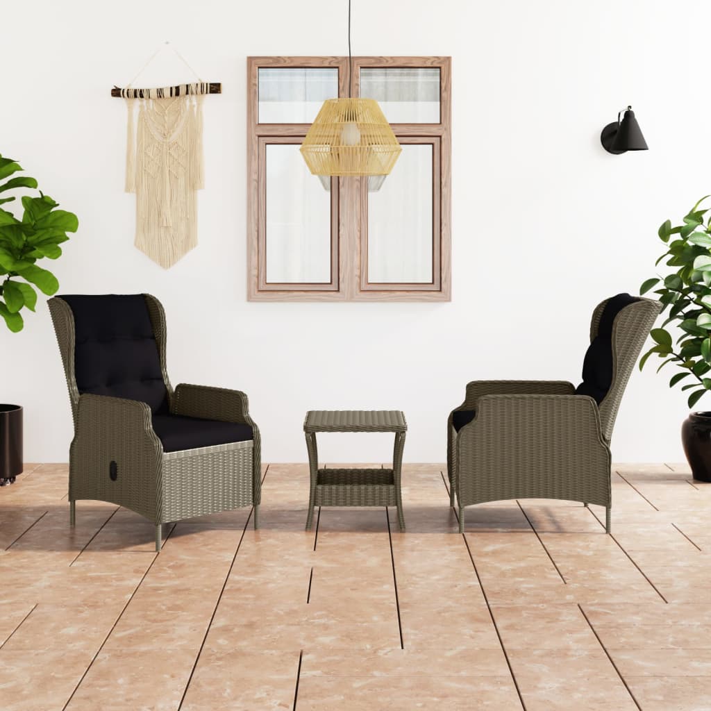 vidaXL Set mobilier de grădină cu perne, 3 piese, maro, poliratan Gradina imagine noua