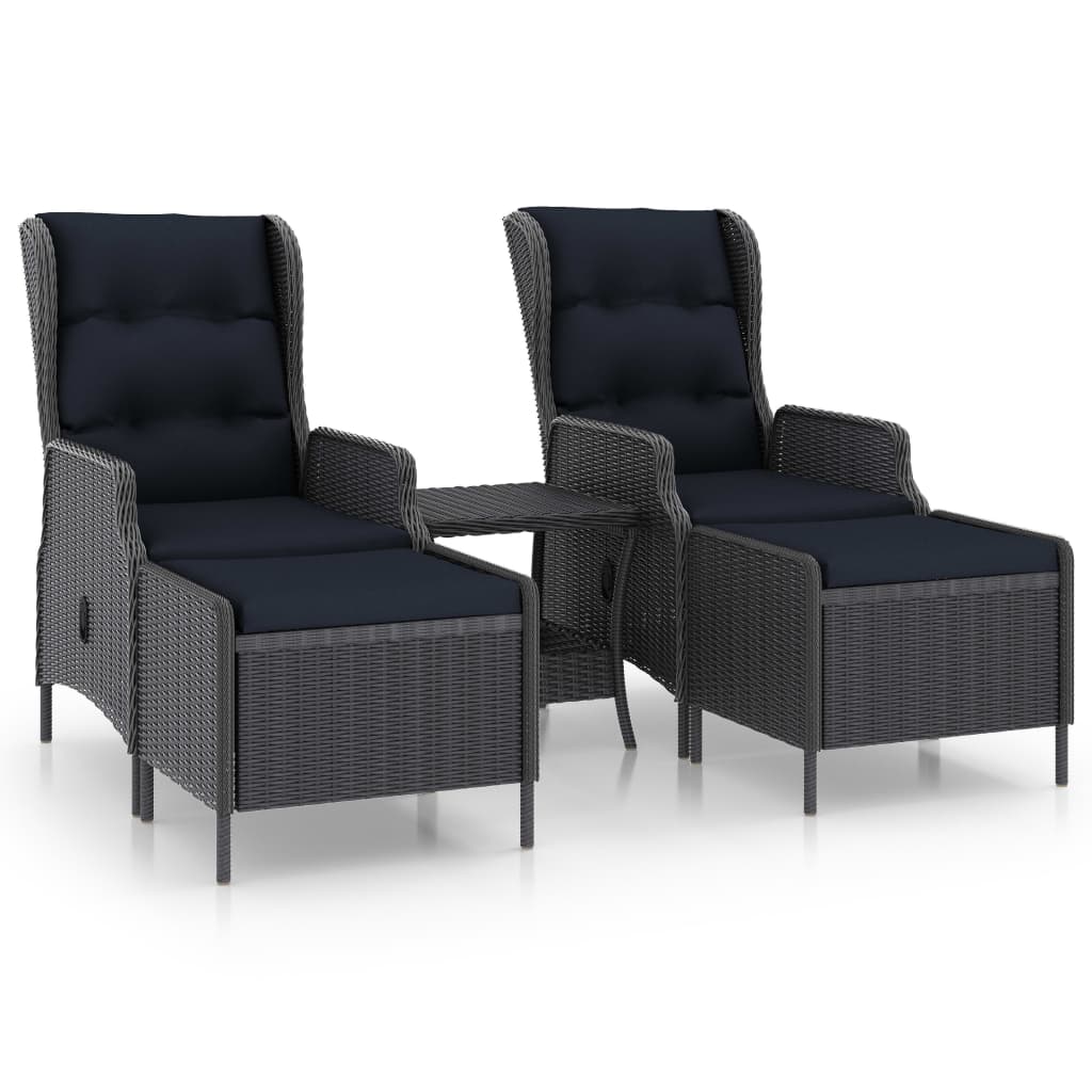 

vidaXL 3 Piece Patio Lounge Set with Cushions Poly Rattan Dark Gray
