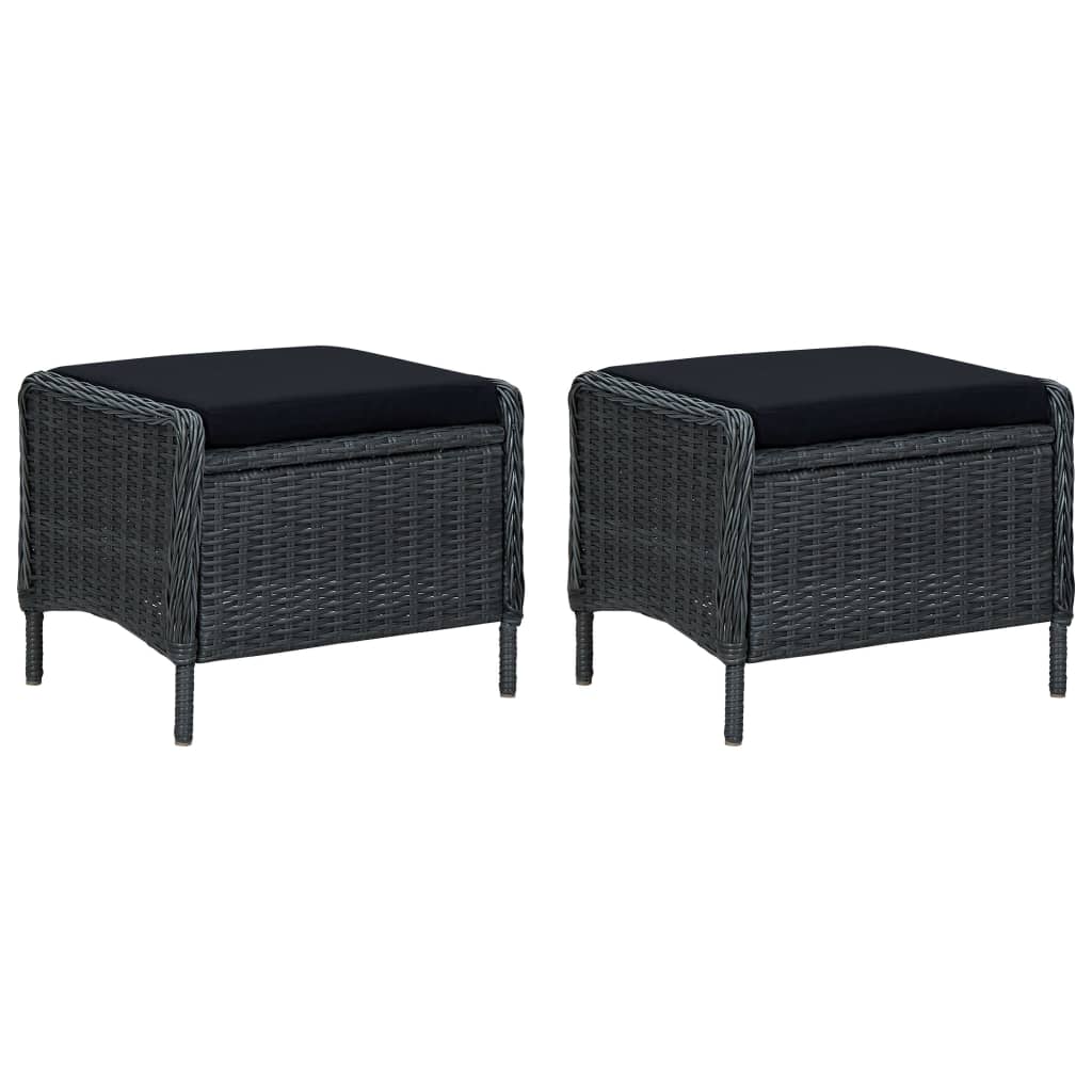 

vidaXL 3-delige Loungeset met kussens poly rattan donkergrijs