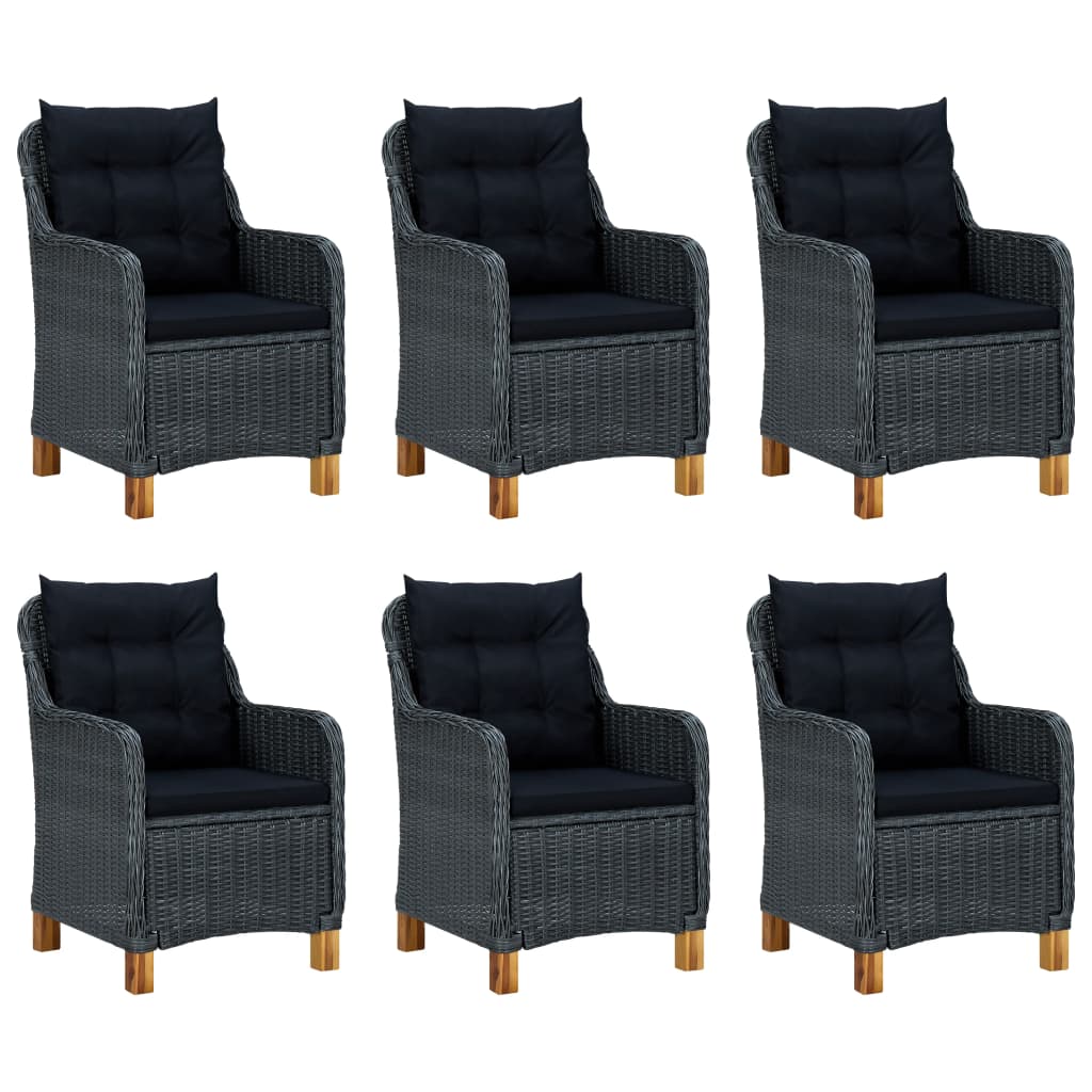 vidaXL 7-delige Tuinset met kussens poly rattan donkergrijs afbeelding