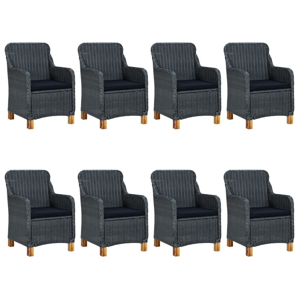 vidaXL 9-delige Tuinset met kussens poly rattan donkergrijs afbeelding