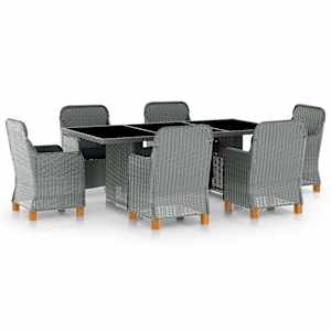 Vrtna jedilna garnitura 7-delna z blazinami poli ratan sv. siva