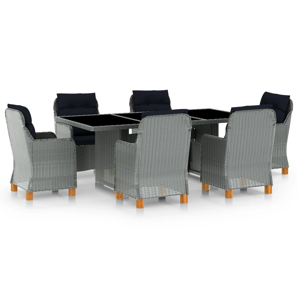vidaXL Set mobilier de exterior cu perne,7 piese,gri deschis,poliratan deschispoliratan imagine model 2022