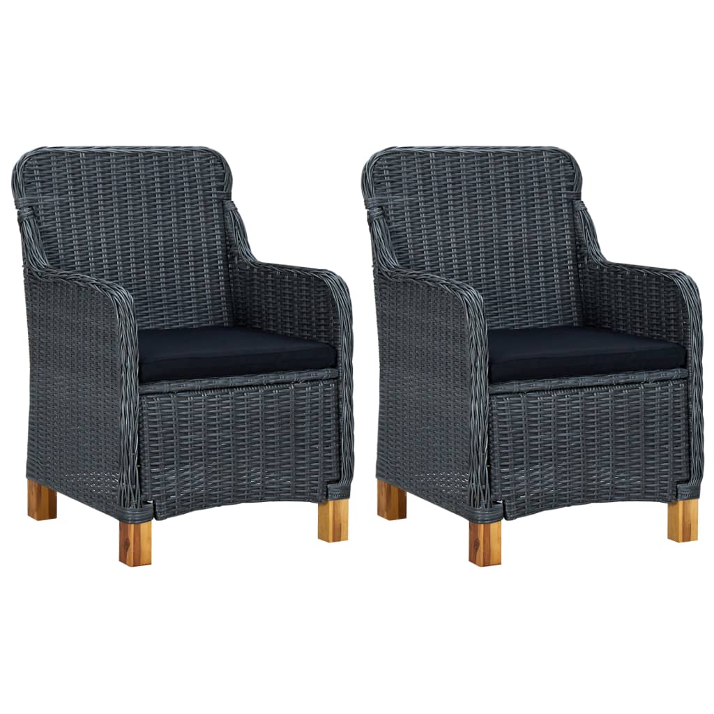 vidaXL 3-delige Loungeset met kussens poly rattan donkergrijs afbeelding