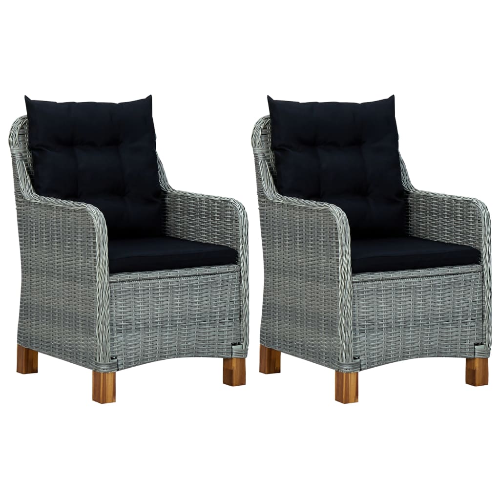 

vidaXL 3-delige Loungeset met kussens poly rattan lichtgrijs