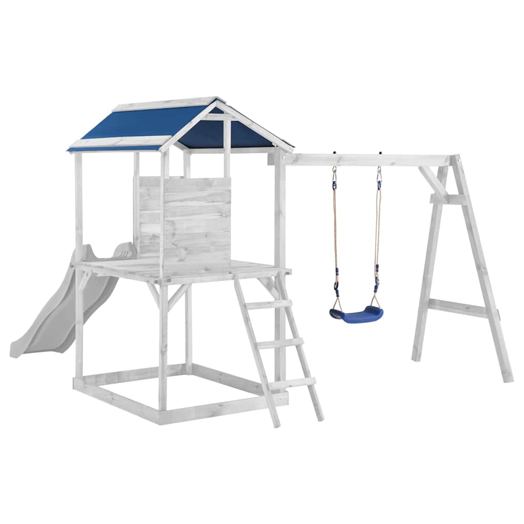 vidaXL Swing Seats 2 pcs with Playtower Roof Cover Blue Polyethene