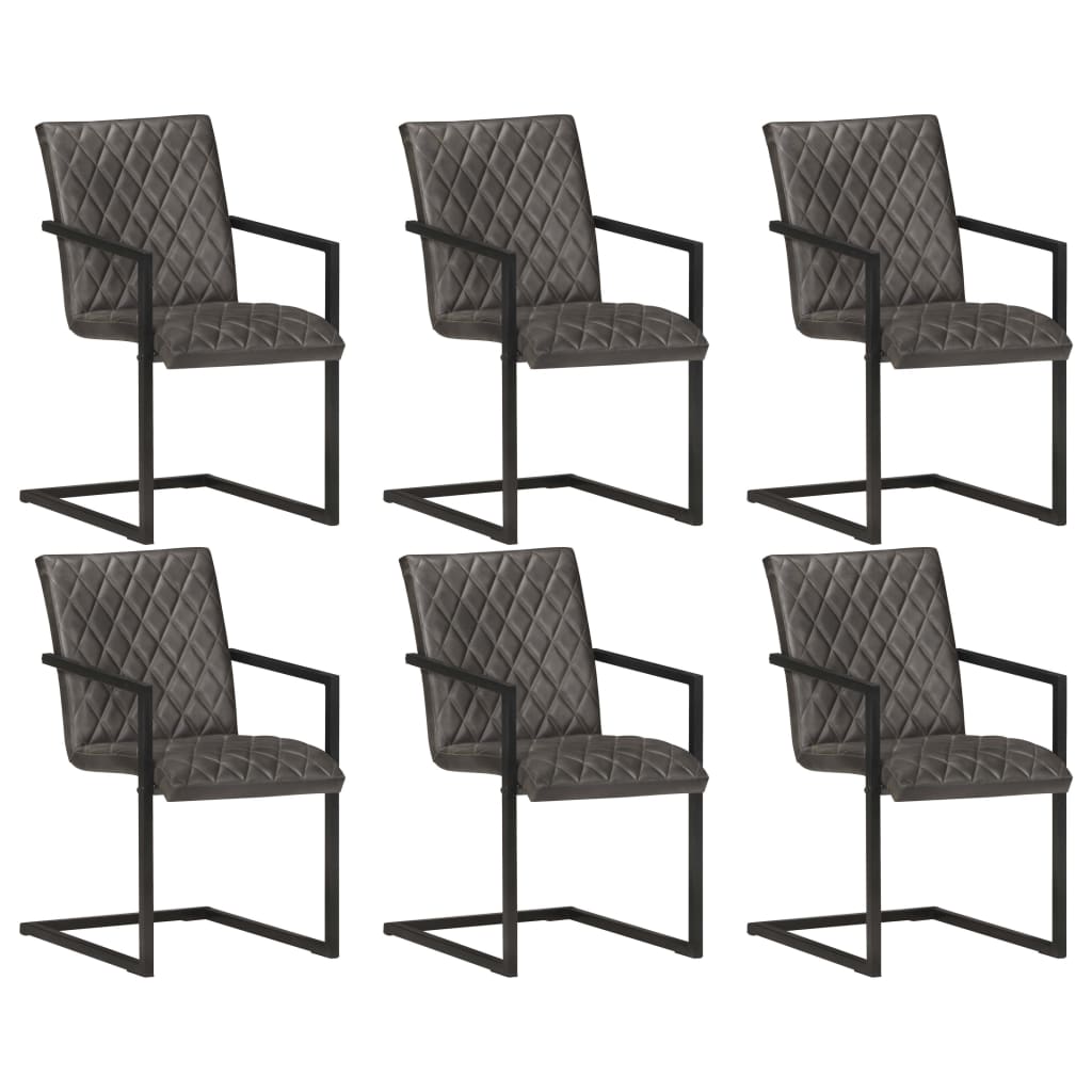 Konzolne blagovaonske stolice 6 kom sive od prave kože Kuhinjske i blagovaonske stolice Naručite namještaj na deko.hr