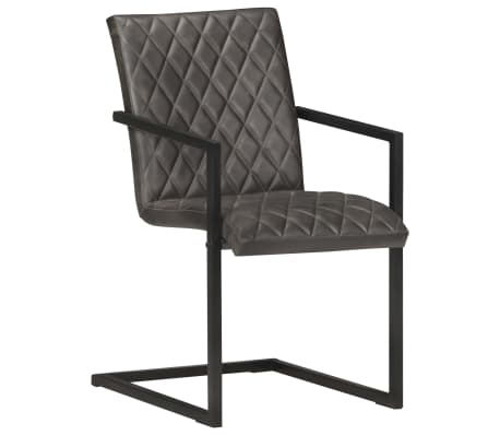 vidaXL Eetkamerstoelen 6 st echt leer grijs