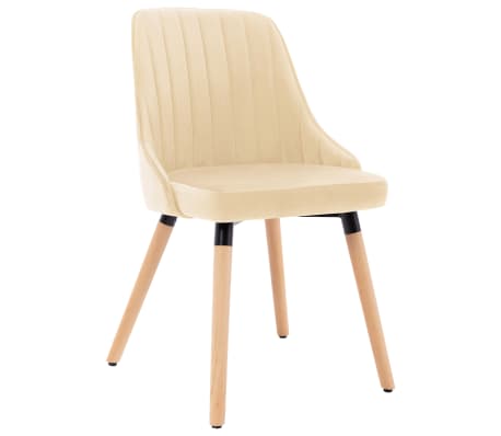 vidaXL Valgomojo kėdės, 6vnt., kreminės spalvos, aksomas (3x323061)