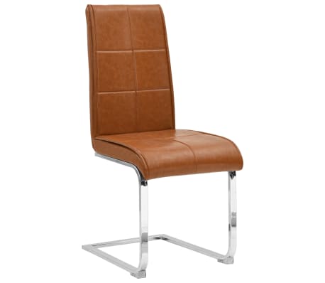 vidaXL Gembinės valgomojo kėdės, 6vnt., rudos, dirbtinė oda, blizgios