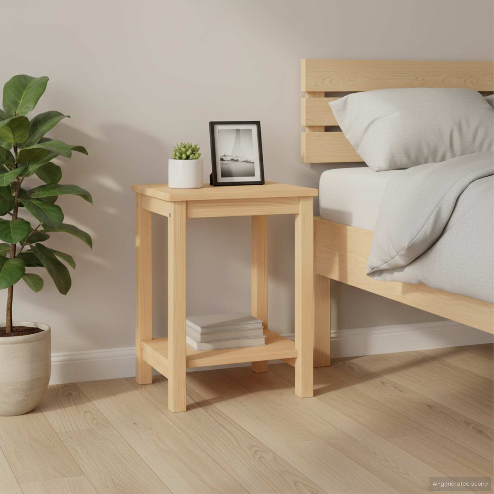vidaXL Sängbord naturfärgad 35x30x47 cm massiv furu