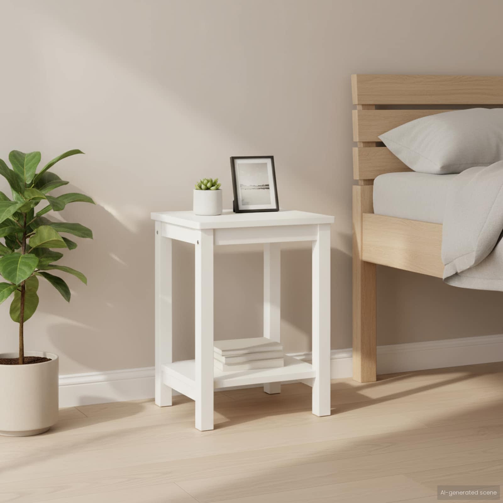 vidaXL Sängbord vit 35x30x47 cm massiv furu