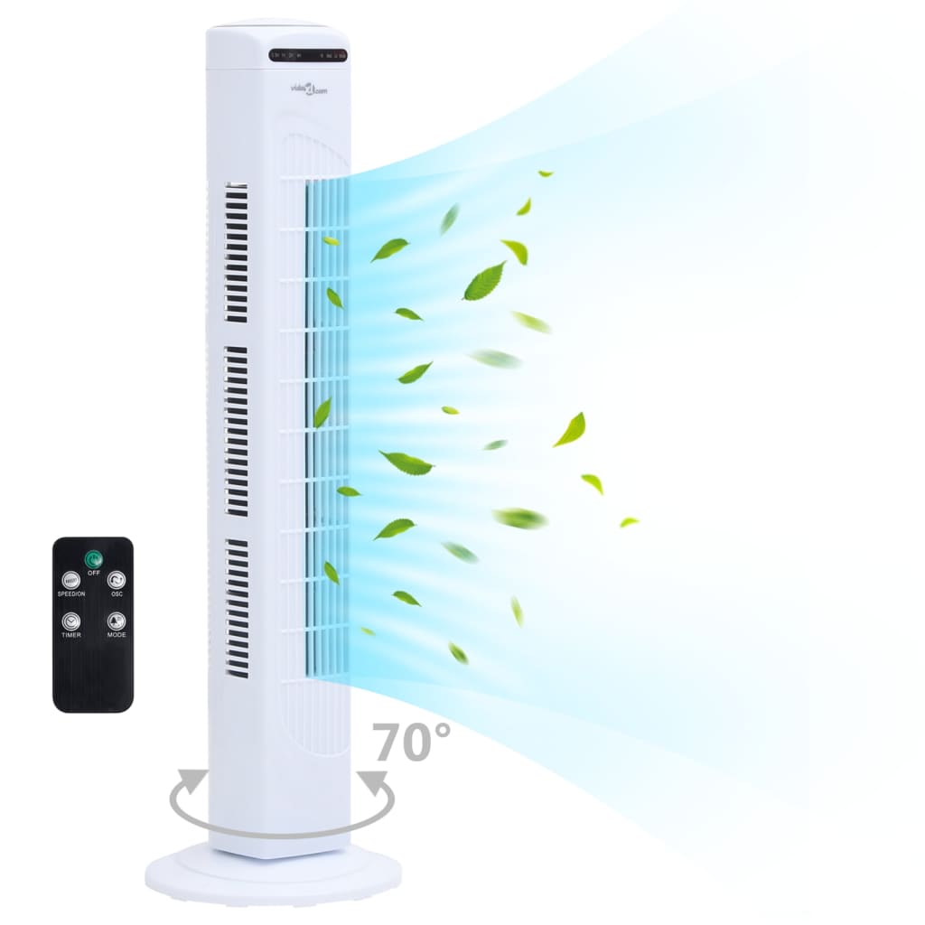 Věžový ventilátor dálkový ovladač a časovač Φ24 x 80 cm bílý