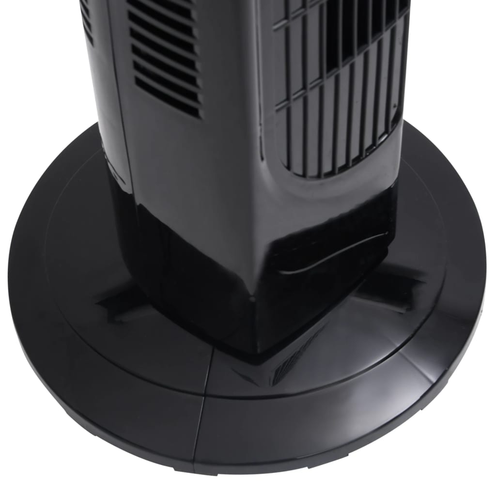 Fekete toronyventilátor távirányítóval és időzítővel Φ24x80 cm 
