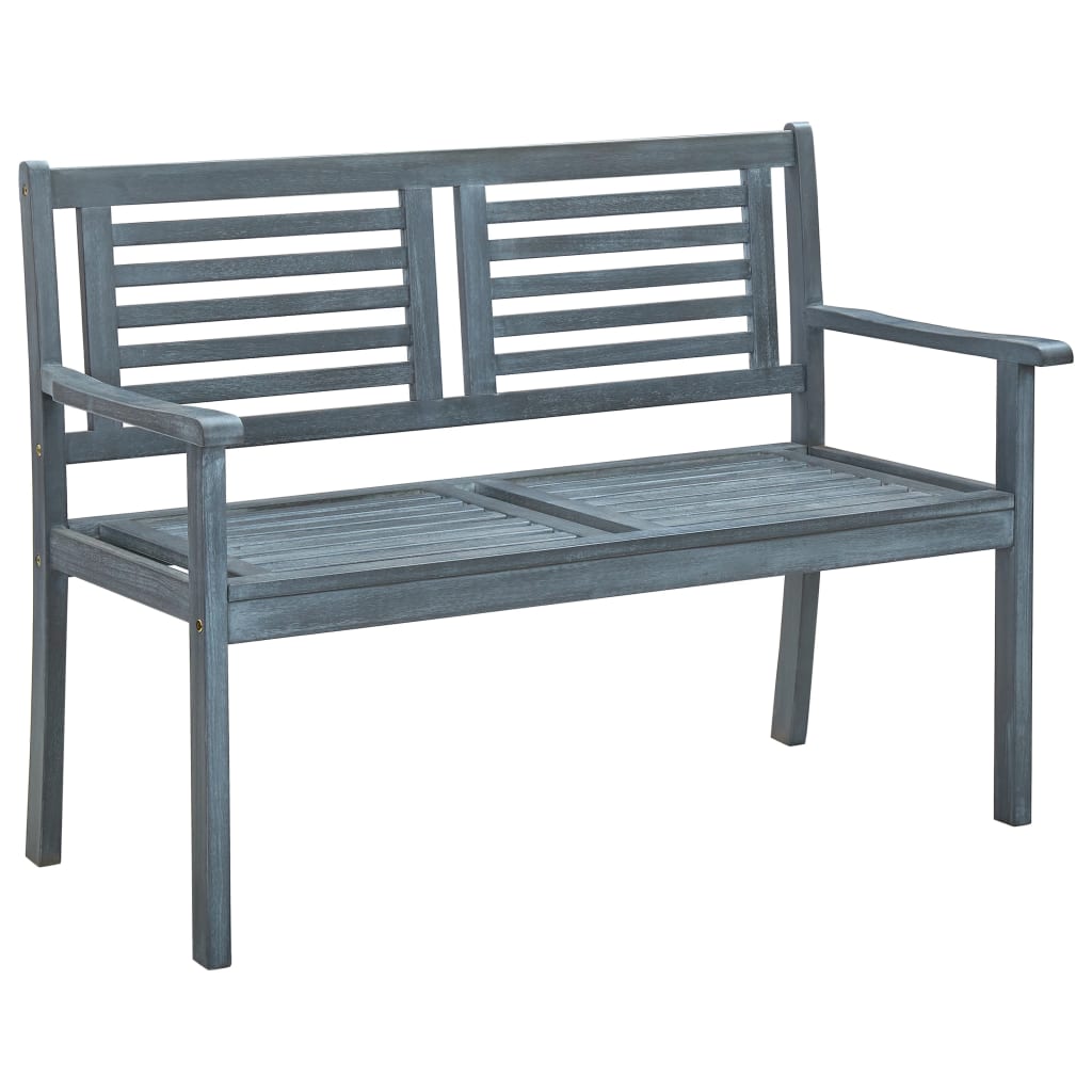 

vidaXL 2-Seater Patio Bench 47.2" Gray Solid Eucalyptus Wood