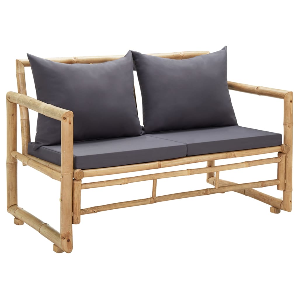 Image of vidaXL Garden Bench with Cushions 115 cm Bamboo