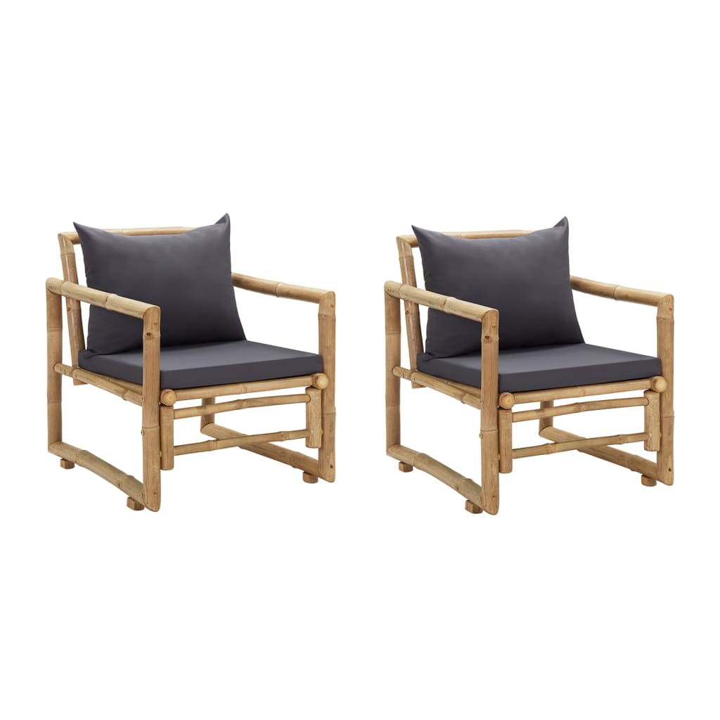

vidaXL Patio Chairs with Cushions 2 pcs Bamboo