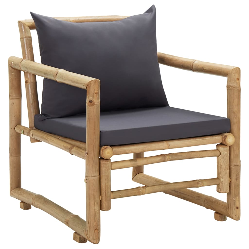  Záhradné stoličky s podložkami 2 ks bambusové