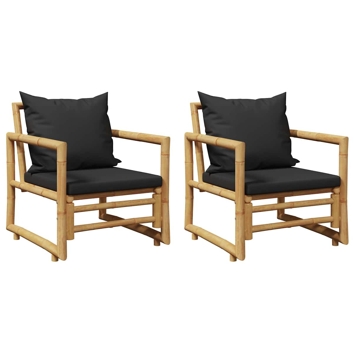 Havestole 2 stk. med hynder bambus - Billede 2