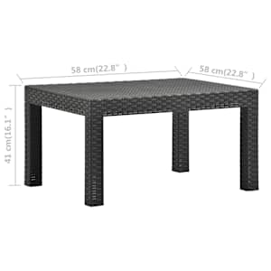 Zahradní stůl antracitový 58 x 58 x 41 cm PP ratan - obrázek 6