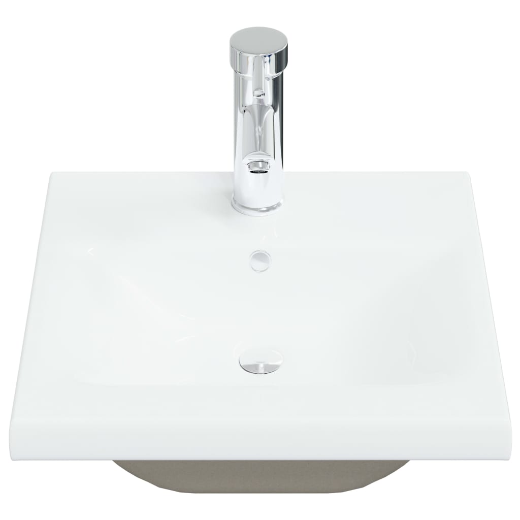 vidaXL Inbouwwastafel met kraan 42x39x18 cm keramiek wit afbeelding