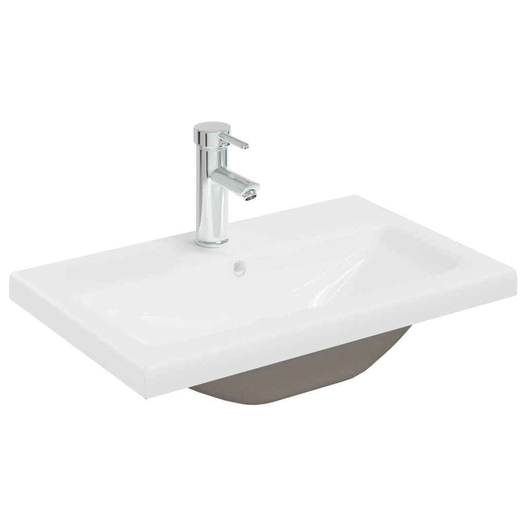 vidaXL Chiuvetă încorporată cu robinet, alb, 61x39x18 cm, ceramică vidaXL