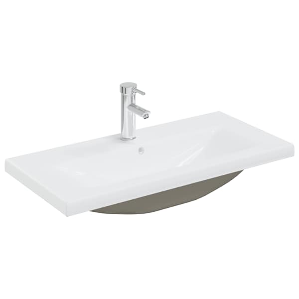 vidaXL sisseehitatud valamu kraaniga, 81x39x18 cm, keraamiline, valge