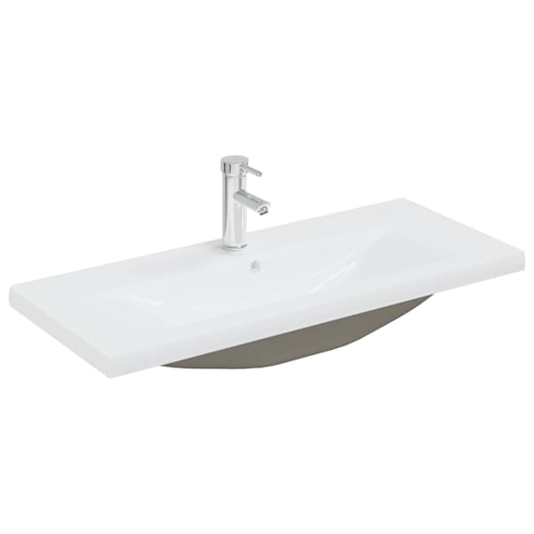 vidaXL sisseehitatud valamu kraaniga, 91x39x18 cm, keraamiline, valge