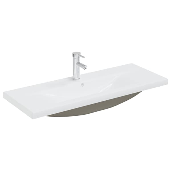 vidaXL sisseehitatud valamu kraaniga, 101x39x18 cm, keraamiline, valge