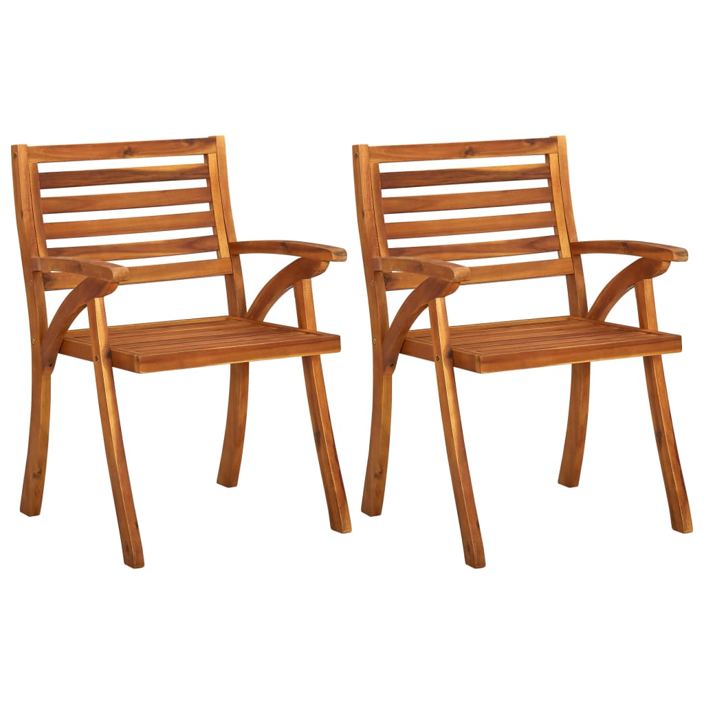 vidaXL Patio Dining Chairs with Cushions 2 pcs Solid Acacia Wood