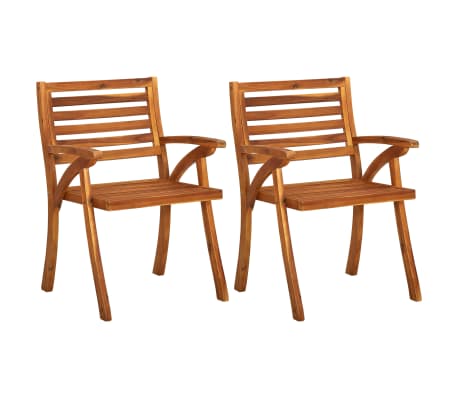 vidaXL Chaises à manger de jardin avec coussins lot de 2 Acacia massif