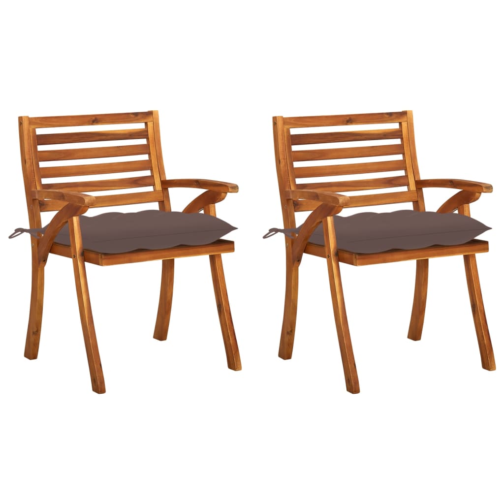 vidaXL Zahradní jídelní židle s poduškami 2 ks masivní akáciové dřevo